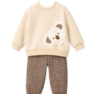 Completo felpa con koala e pantaloni fanrasia check