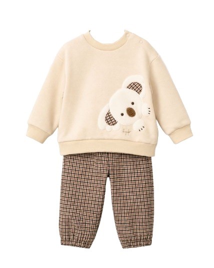 Completo felpa con koala e pantaloni fanrasia check