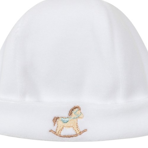 Cappellino in ciniglia con ricamo cavalluccio