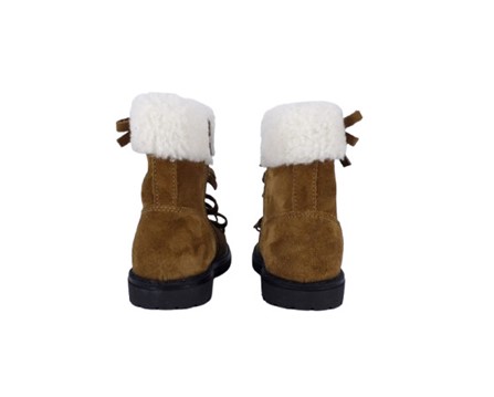 Stivaletto in pelle scamosciata con fiocchetti e zip