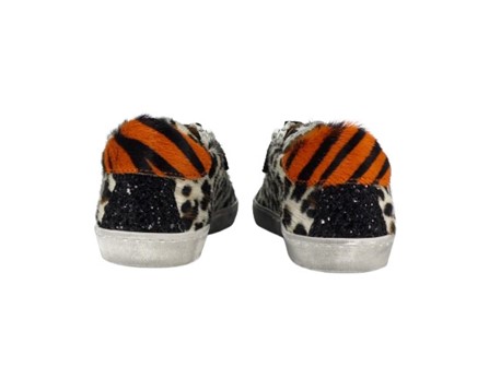 Sneaker in cavallino con lacci e zip