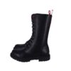 Stivale alto in eco pelle con lacci logati e zip