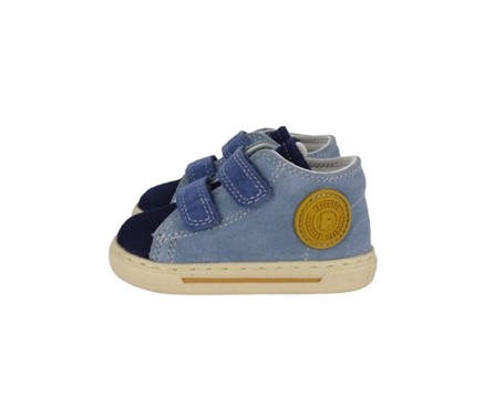 Sneaker primo passo in pelle e camoscio con doppio velcro