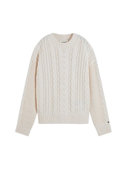 Maglione con trecce e logo sul retro