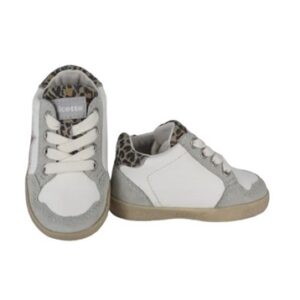 Sneaker primo passo in pelle e camoscio con lacci