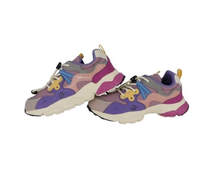 Sneaker in tessuto ed eco pelle con lacci elastici