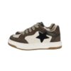 Sneaker in pelle e camoscio con lacci e zip