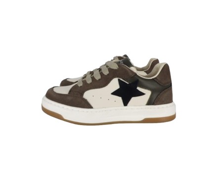 Sneaker in pelle e camoscio con lacci e zip