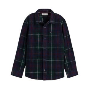Camicia a quadri in velluto a coste con logo sul retro