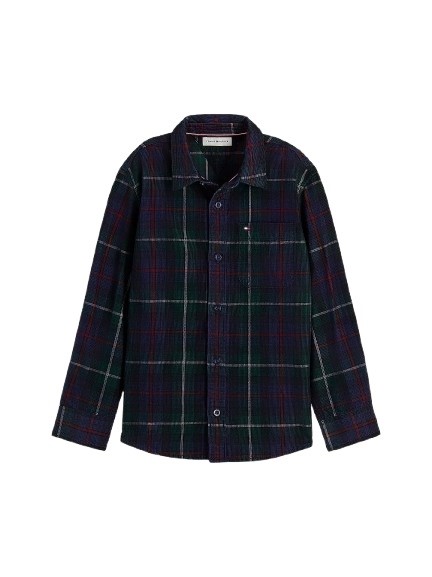 Camicia a quadri in velluto a coste con logo sul retro