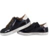 Sneaker in pelle e mmicro glitter con lacci e zip