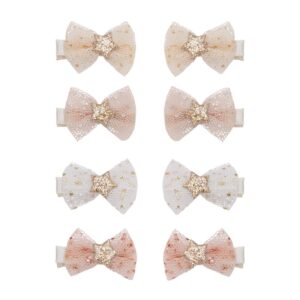 Pacchetto 8 fermagli clic clac con tulle e stelline