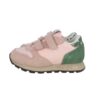 Sneaker bassa in camoscio e tessuto con doppio velcro