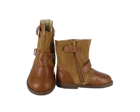 Stivaletto in pelle e camoscio con zip