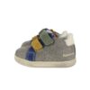 Sneaker primo passo in pelle e camoscio con doppio velcro
