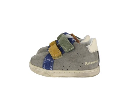 Sneaker primo passo in pelle e camoscio con doppio velcro