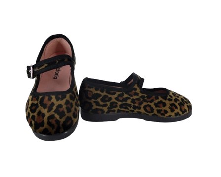 Ballerina in velluto leopardato con fibbia