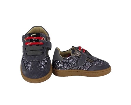 1BBF95170B0D1F52D741C64DBD875DE5_ Sneaker primo passo in pelle e glitter con lacci e zip