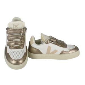 Sneaker in pelle laminata con triplo velcro