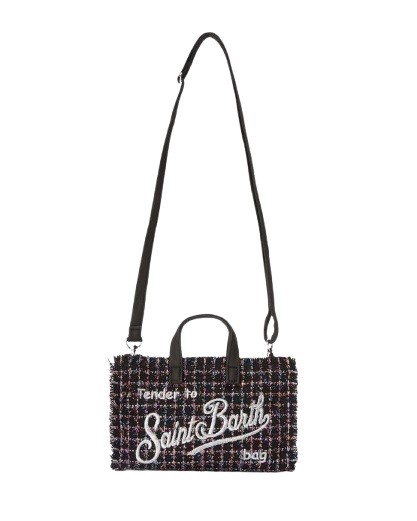 205077FC64EE002C6909E8C083032854_ Phone bag in tweed metallizzato con tracolla