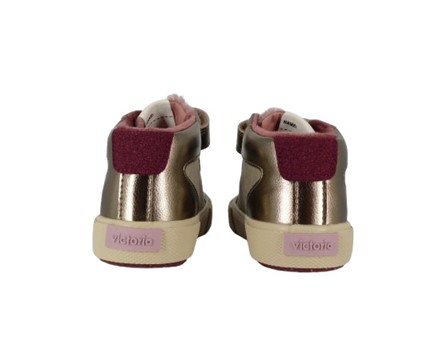Sneaker alta in eco pelle metallizzata con velcro e lacci