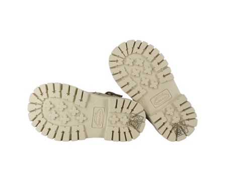 Anfibio in pelle con fiori lacci e zip