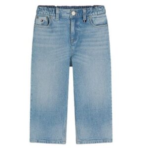 Pantalone in denim wide fit con elastico in vita