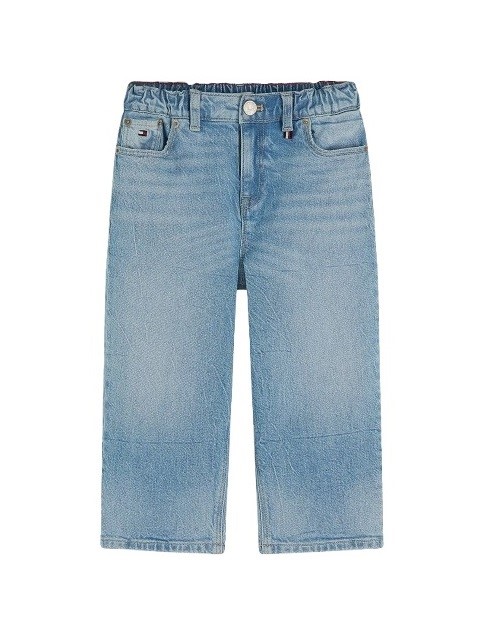 Pantalone in denim wide fit con elastico in vita