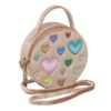 Borsa tonda in velluto con cuoricini e tracolla