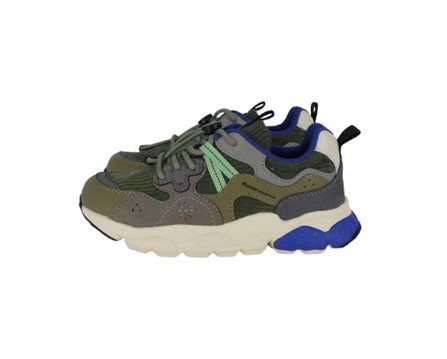 Sneaker in tessuto ed eco pelle con lacci elastici