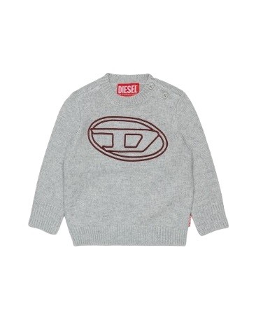 Maglione con maxi logo ricamato