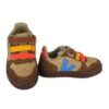 Sneaker in pelle e camoscio con triplo velcro