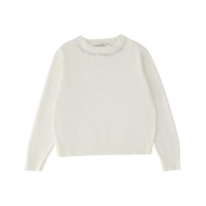 Maglione con strass al collo