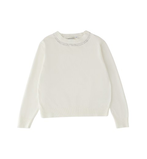 Maglione con strass al collo