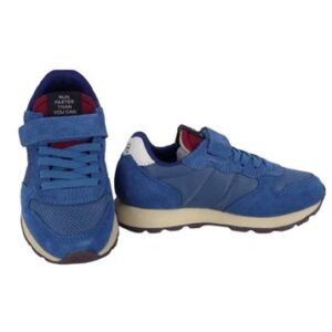Sneaker bassa in camoscio e tessuto con velcro e lacci