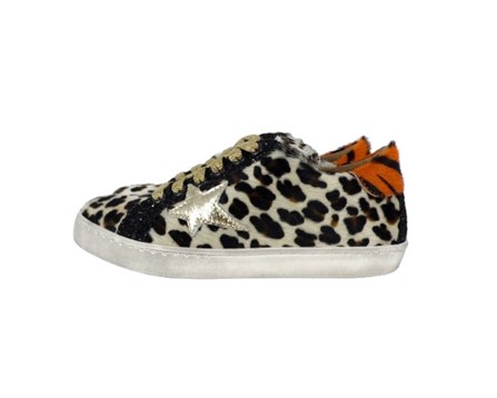 Sneaker in cavallino con lacci e zip
