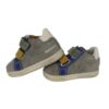 Sneaker primo passo in pelle e camoscio con doppio velcro
