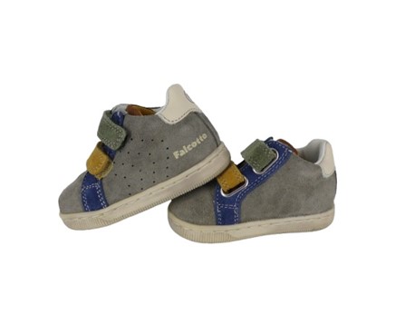 Sneaker primo passo in pelle e camoscio con doppio velcro
