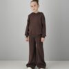 Completo in maglia felpa con cappuccio e pantalone ampio