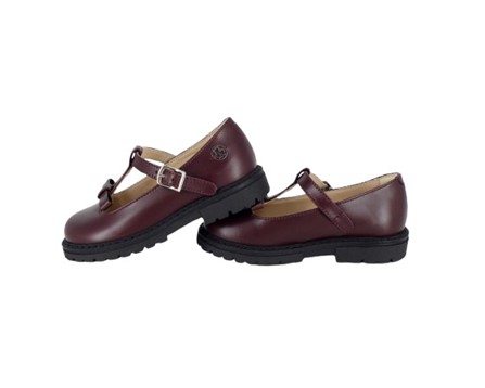Ballerina in pelle con fiocchetto e fibbia