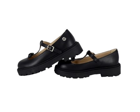 Ballerina in pelle con fiocchetto e fibbia