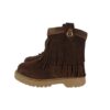 Stivale in camoscio con frange e zip