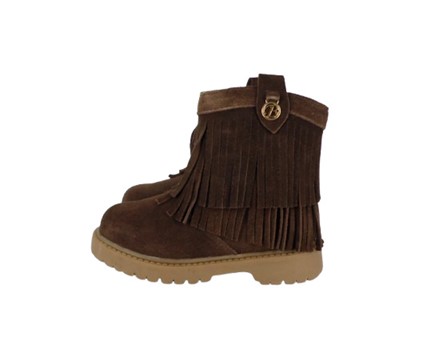 Stivale in camoscio con frange e zip