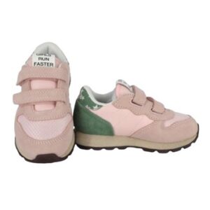 Sneaker bassa in camoscio e tessuto con doppio velcro