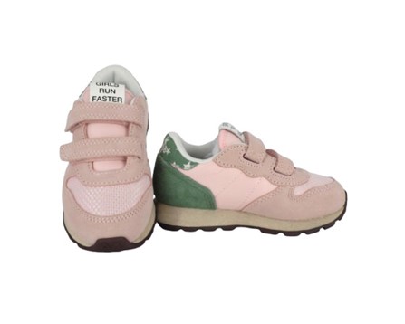 Sneaker bassa in camoscio e tessuto con doppio velcro