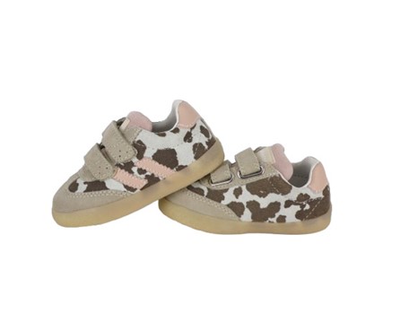 Sneaker primo passo in camoscio con doppio velcro