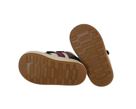 Sneaker primo passo in pelle e camoscio con doppio velcro
