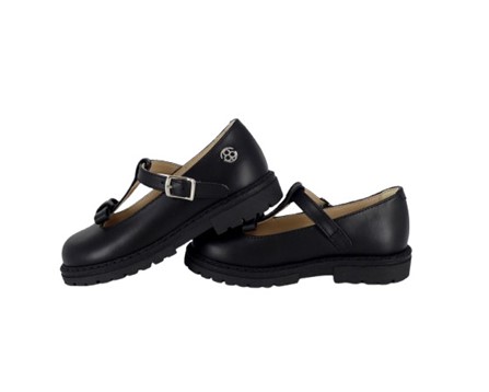Ballerina in pelle con fiocchetto e fibbia