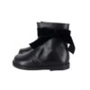 Stivaletto in pelle con fiocchetto in velluto e zip