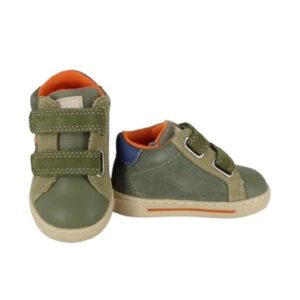 Sneaker primo passo in pelle e camoscio con doppio velcro